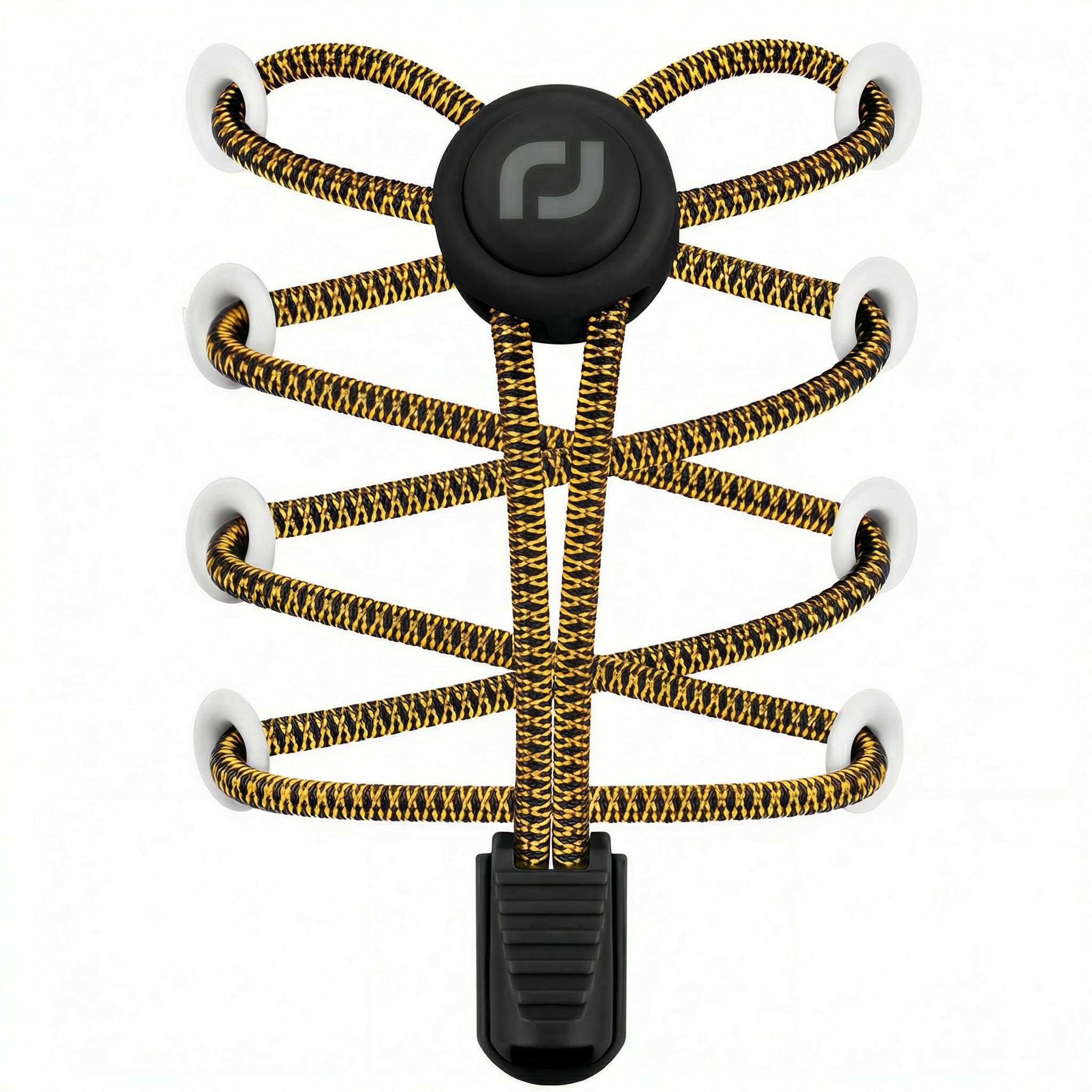 Photo 1 of *** MISSING PARTS *** RJ-Sport Tieless Elastic Shoe Laces - No Tie Shoelaces for Kids and Adult with Strong Lock and Speed Shoestrings (Number 032 - Black Gold)