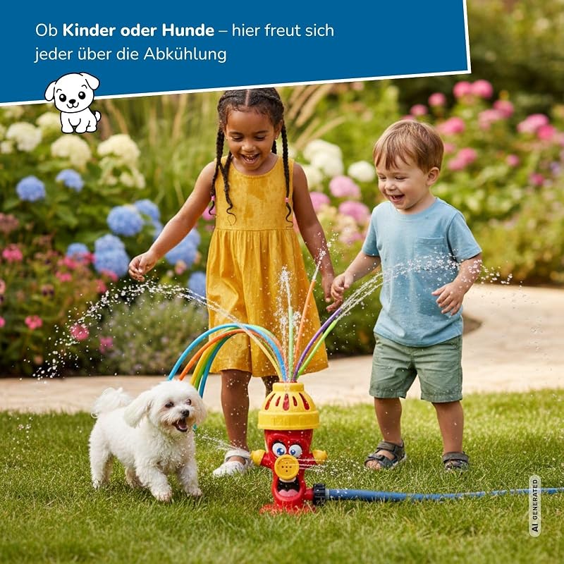 Wassersprinkler Hydrant, roter Wassersprenger für Kinder & Garten