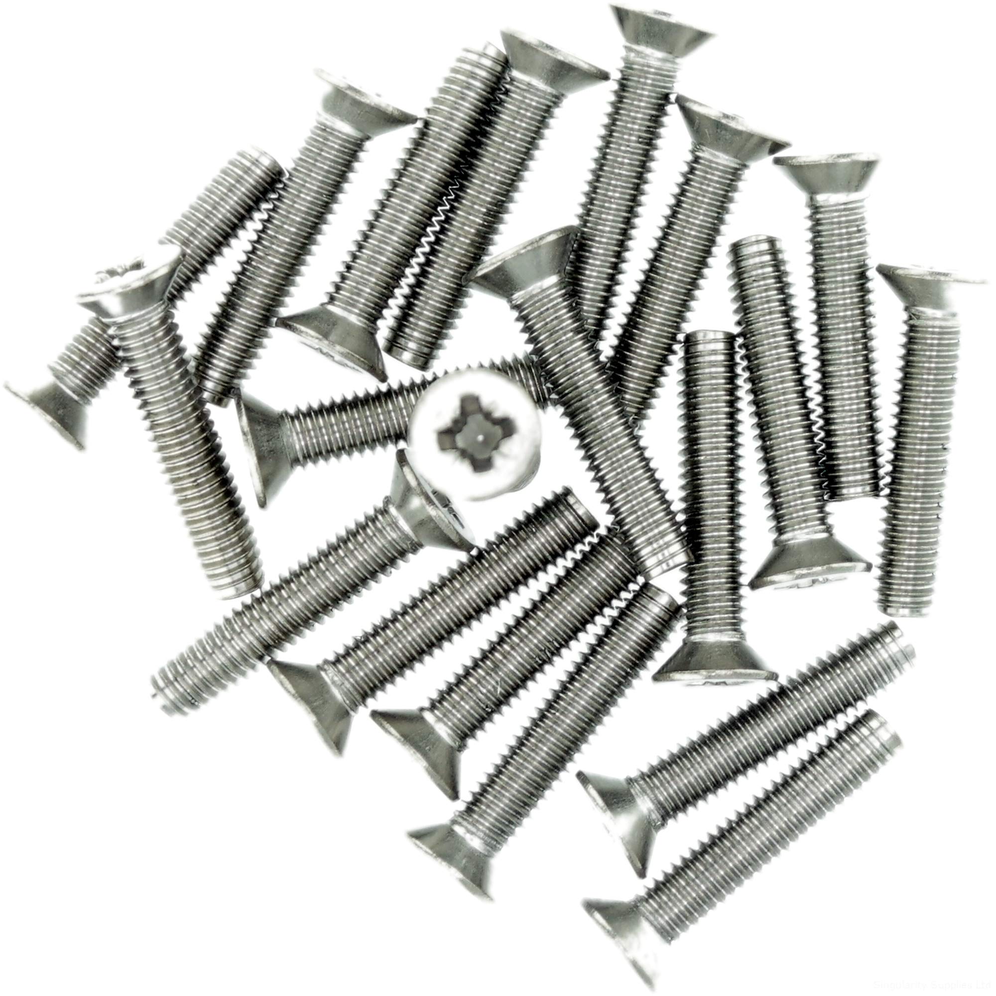 M5 (5mm x 8mm) Pozi Countersunk Thread Rolling Screw - Stainless Steel (A2) (Pack of 20)