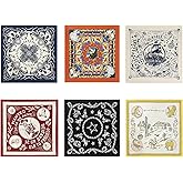 Jueerun Western Bandanas for and Men 22"x22" Cotton Bandana for Women Western Accessor Womenies 6 Pack Bandana Set