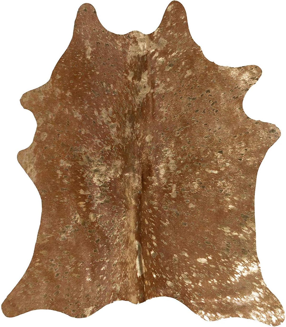 Natural Scotland Cowhide Area Rugs for Living Room and Bedroom | Handmade 100% Cow Rug with Low Pile | Shed-Resistant Home and Office Rug, Tan & Gold, 6 ft x 7 ft