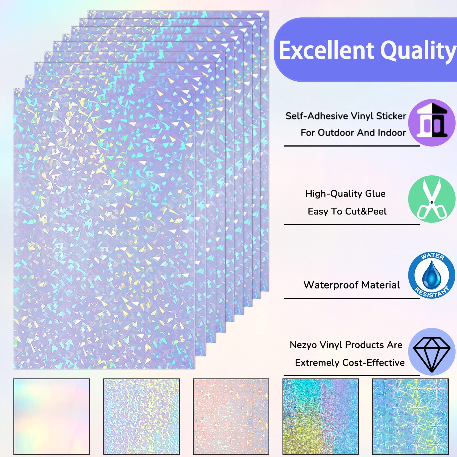 Mua 60 Sheets Holographic Laminate Sheets Clear Glitter A4 Size Vinyl ...