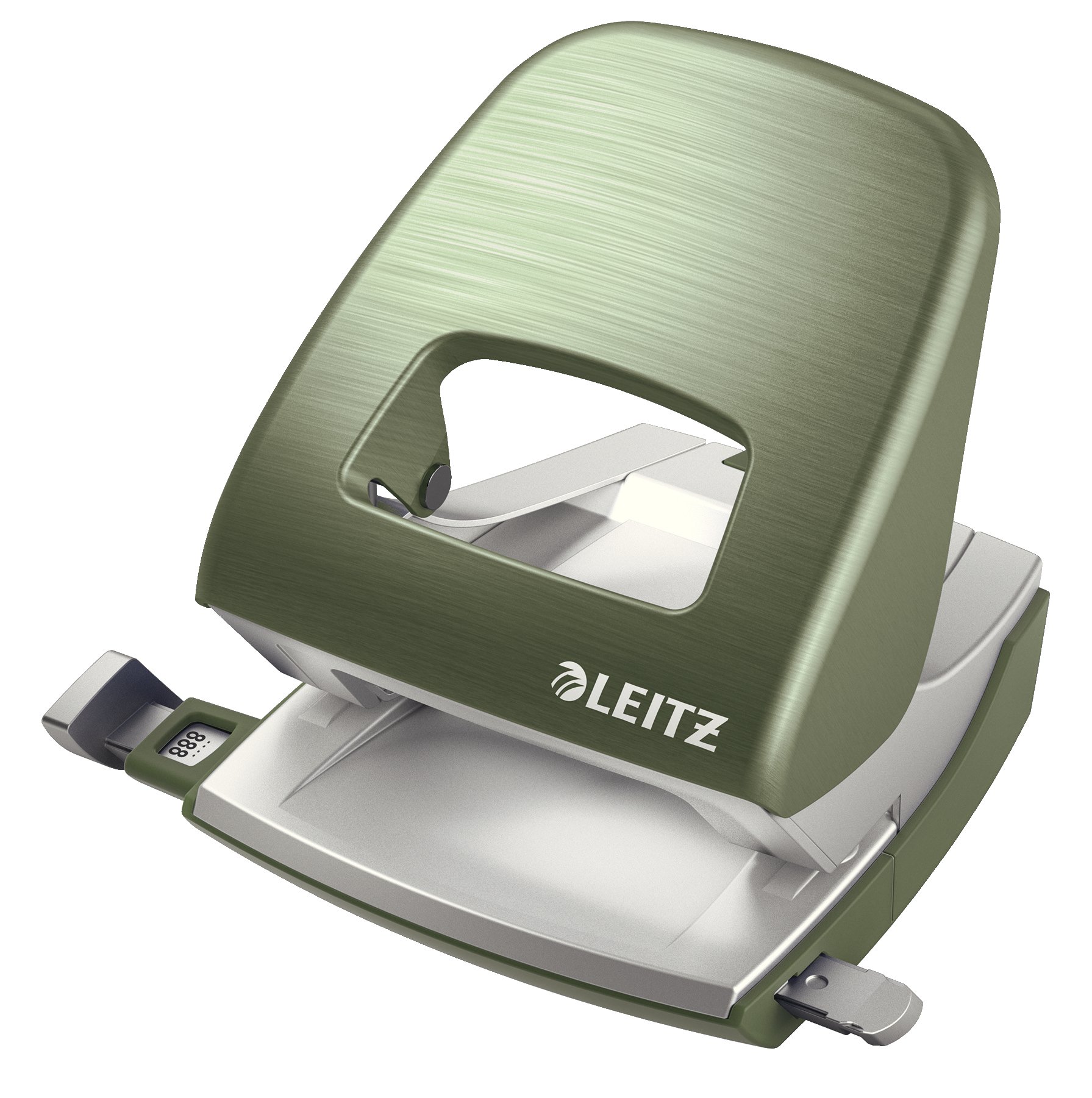 Leitz Hole Punch, 30 Sheets, Guide Bar with Format Markings, Metal, Style Range, 50060053 - Celadon Green