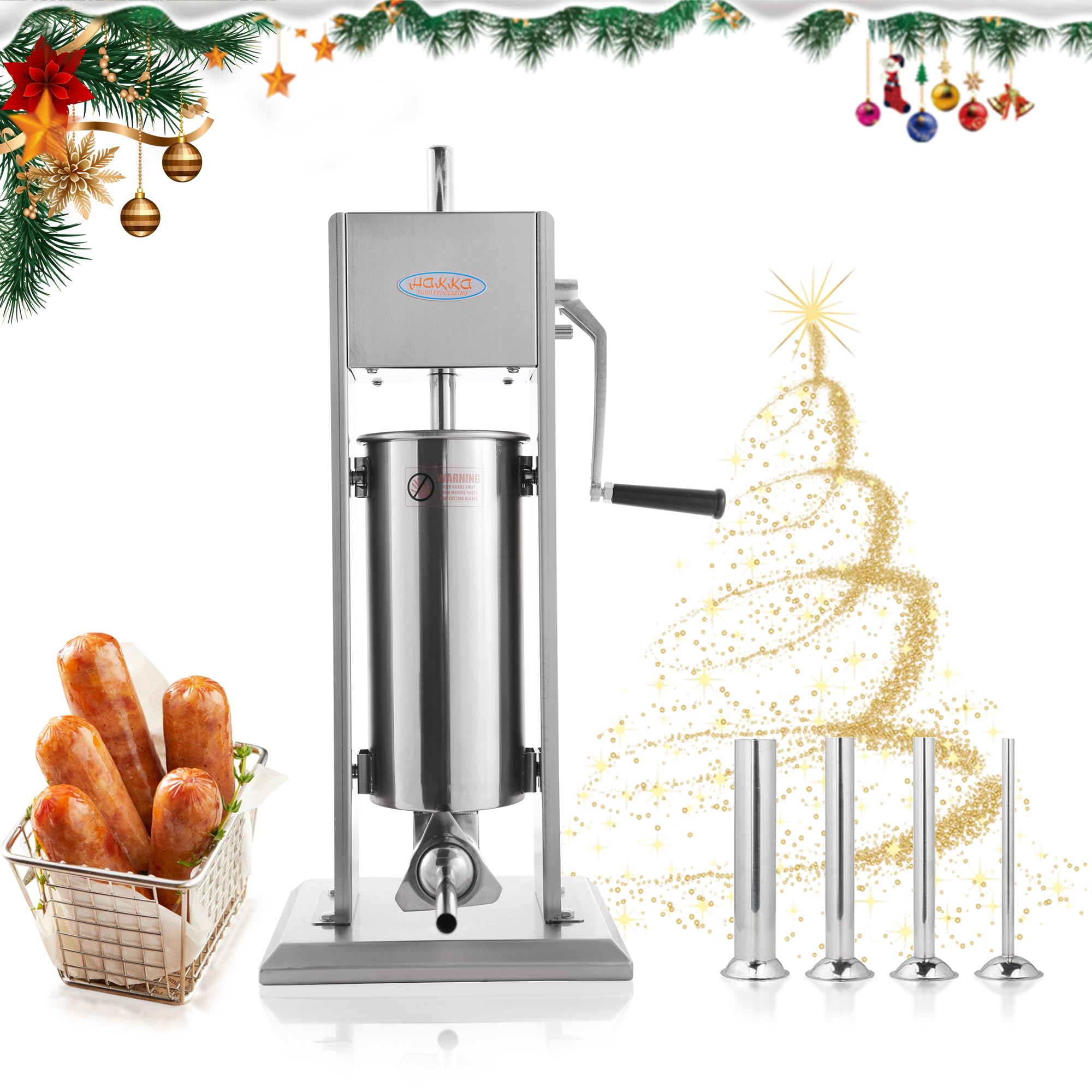 Hakka 11 Lb/5 L Sausage Stuffer 2 Speed Stainless Steel Vertical Sausage Maker