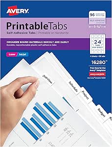 Amazon.com : AVERY Printable Repositionable Plastic Tabs, 1.25 Inches ...