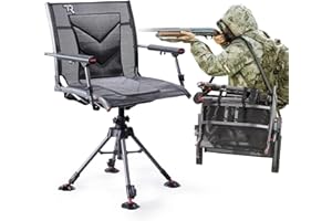 TR 360 Degree Swivel Hunting Blind Chair,400 lbs Capacity Silent,4 Legs and Seat Armrests Height Adjustable,Comfortable Padded Seat,Portable Ground Hunting Chair for Deer Dove Hunting