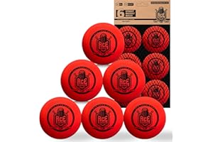 ACE HOCKEY Street Hockey Balls - 6-Pack with Mesh Bag - No-Bounce Outdoor Play PVC Balls for Street, Roller & DEK Hockey - Official Size 2 5/8" - High Visibility Orange