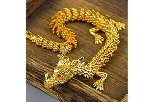 LIYAOLI 3D Golden Dragon Articulated Dragon 2024 Chinese Dragon Statue Metal Gold Dragon 9 Inch Luck Dragon for Home Office Desk Decoration