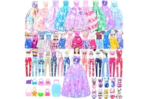 BNUZEIYI Doll Clothes and Accessories for 11.5 Inch Doll Dress up Set with Princess Gowns Fashion Dresses Outfits Tops and Pants Bags Gift Toys for Girls 4 5 6 7 8 9 10 Years Christmas Birthday