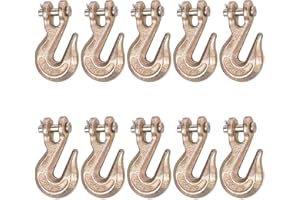Lechansen 5/16'' G80 Clevis Grab Hooks, 10 Pack Grade 80 Chain Hook Heavy Duty, 5/16" Zinc Plate Tow Hooks Binder Chain Hook for Transport, 4,900 Lbs Working Load Limit