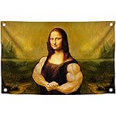 Mona Lisa Funny Flag 3x5 Ft - Durable Man Cave Wall Polyester Flags with 4 Brass Grommets - College Dorm Room Decor Tapestry - Mem Single Sided Flag for Indoor and Outdoor - Party Posters for Holliday