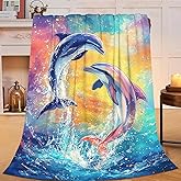 Dolphin Throw Blanket Dolphin Stuff Gifts for Kids Girls Boys Adults Women Man Soft Cozy Warm Plush Fluffy Fuzzy Fleece Blanket Decor 40''X50''