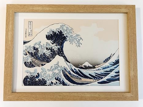 Amazon 浪裏 額付き ナチュラル 神奈川沖浪裏 葛飾北斎 富嶽三十六景 浮世絵 アダチ版画 木版画 インテリア プレゼント ギフト アートフレーム ポスター オンライン通販
