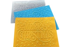 Arbuya Merry Christmas Embossing Folders for Card Making Christmas Sentiment Embossing Folder for Gift Tag Paper Crafting Home