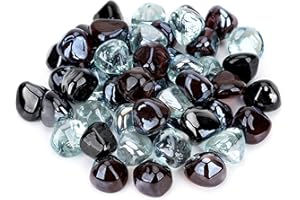 Stanbroil 10-Pound Blended Fire Glass Diamonds - 1/2 inch Reflective Fire Glass Blended Onyx Black,Crystal Ice,Amber Luster f