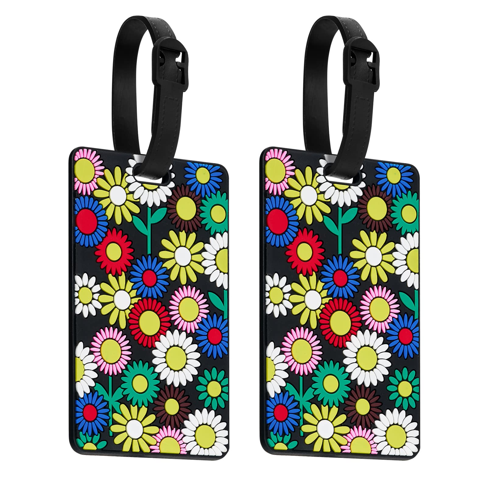 ZOUIQSS Luggage Tags Pack of Two,Baggage Tags Suitcase ID Labels Business Card Holder/Travel ID Bag Tag(Sun Flower)