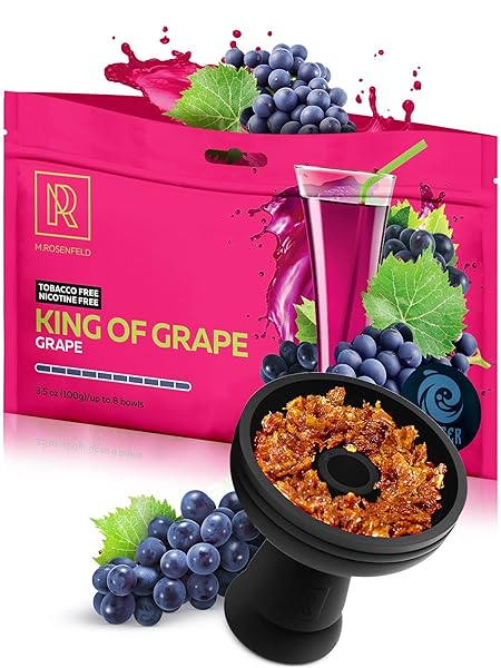 KING OF GRAPE SHISHA HOOKAH FLAVORS – 3.5 OZ (100G) TOBACCO FREE & NICOTINE FREE SHISHA – PREMIUM NON-TOBACCO HOOKAH FLAVORS – LONG-LASTING & RICH SMOKE