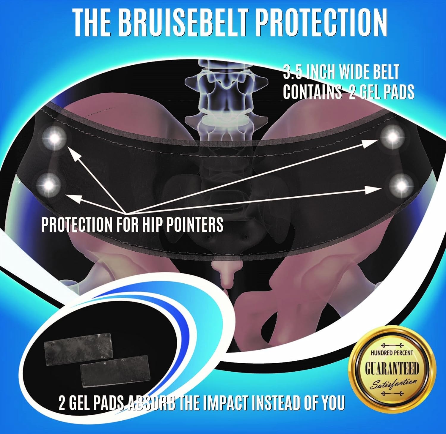 nahdeh Bruisebelt - Hip Pads Protection Belt for Volleyball, Basketball, Football and Other Contact Sports - This Hip Protector is an Easy Slide on Belt with Gel Pads : Sports & Outdoors