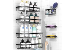 Moforoco 7 Pack Adhesive Shower Organizer Caddy Shelves Rack - Corner Bathroom Storage Organization, Home&Kitchen Decor Inside RV Accessories, Hanging House Apartment Camper Essentials