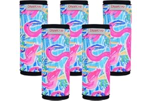 DIVALCUP Neoprene Luggage Handle Wrap, 5 Pack Trolley Case Grip Suitcase Identifier Protective Cover, Pink Flamingo
