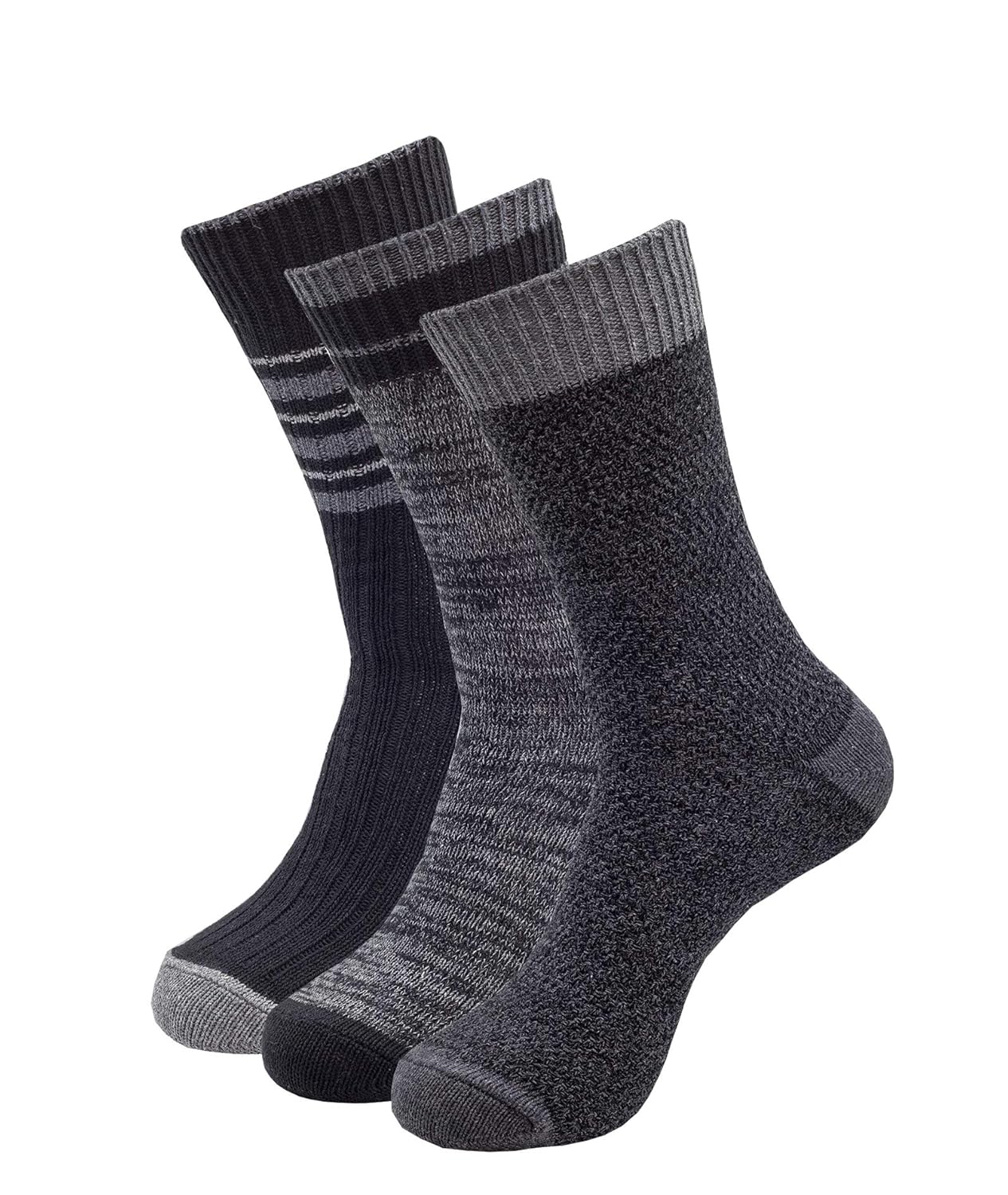 Mens Warm Winter Socks 3 Pack Thick Casual Crew Comfort Outdoor Trail