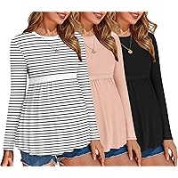 Glampunch Women's Maternity Peplum Top - Short/3/4 Sleeve, Front Pleat, Pink - View #4