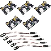 WWZMDiB 5Pcs Breadboard Power Supply Module Input 6.5~12V Output 3.3V 5V for arduino Power Supply with 9V Battery Clip (5 Pcs