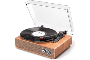 DANFI AUDIO DF DANFI Record Player Turntable with Upgraded Speakers, Enhanced Sound Adjustable Counterweight, Vintage 3-Speed Bluetooth LP Player with RCA/AUX Output | Light Brown