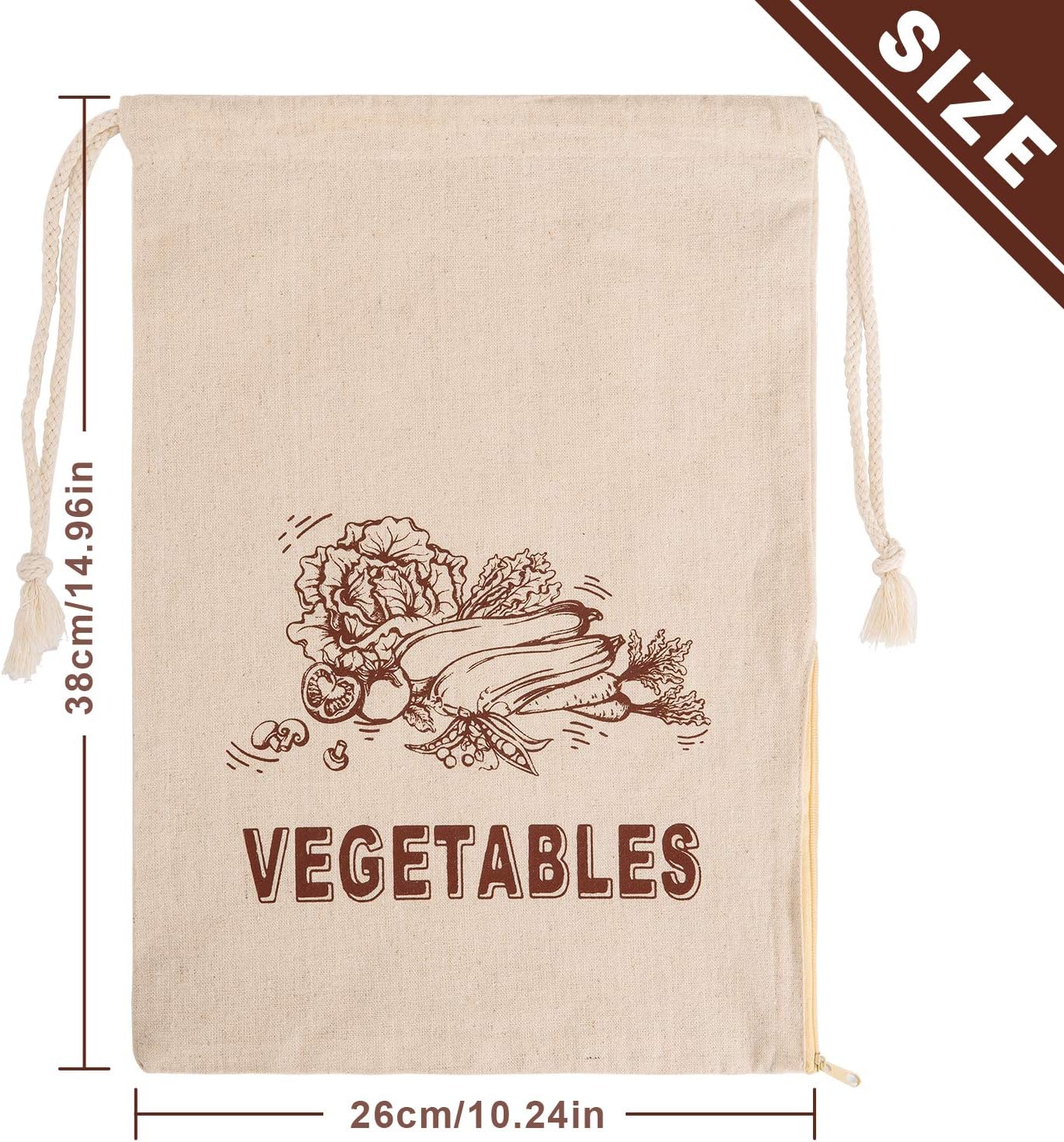 Whaline Reusable Muslin Shopping Bags Eco Friendly Drawstring Bags for Plant Food Storage 30 x 15 Inches, Pack of 4 - Image 3