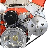 ICT Billet SBC Power Steering Bracket Pump Bracket Electric Water Pump Billet 350 Small Block Chevy Adjustable 551360