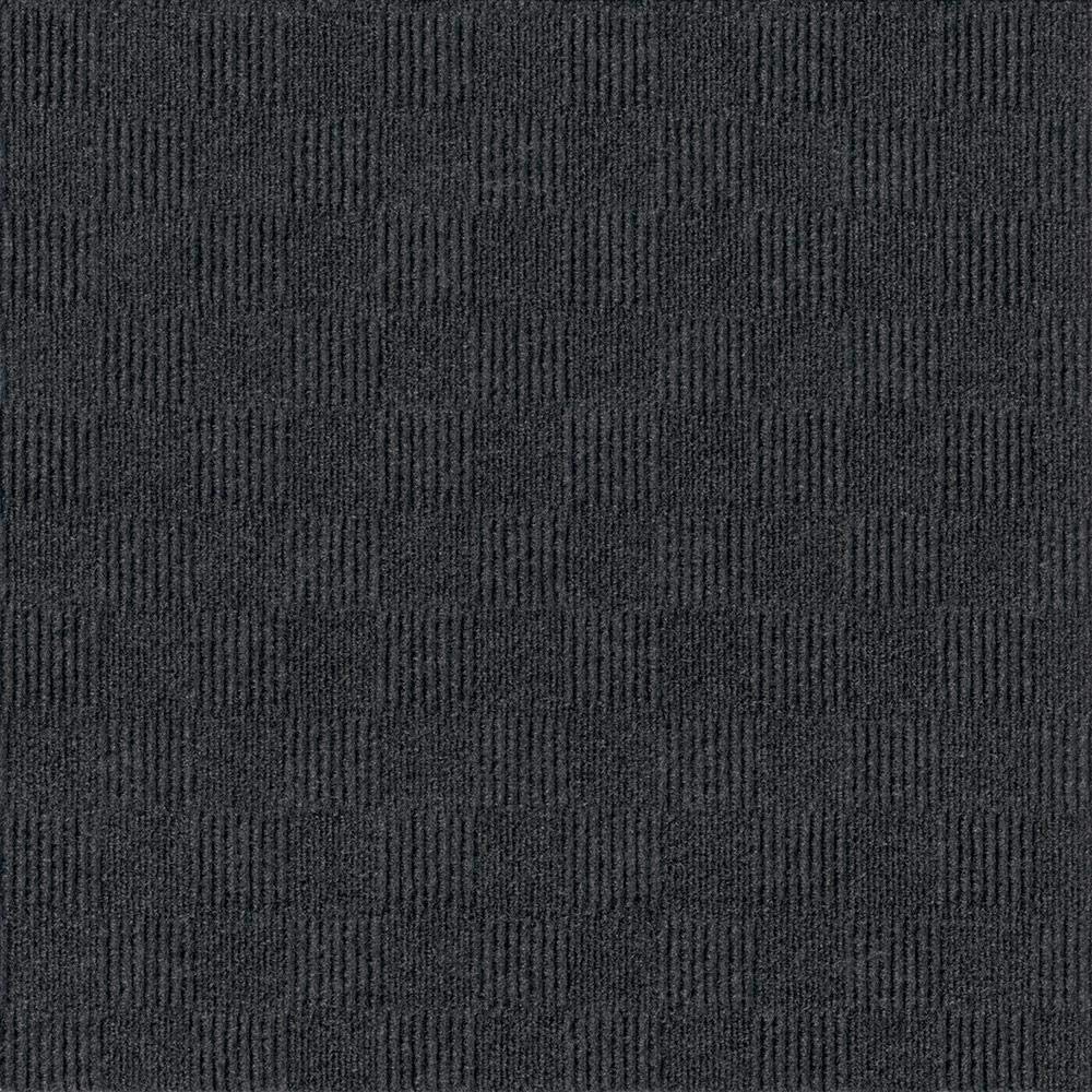 Photo 1 of 24"x 24" Carpet Tile Peel and Place - Crochet (Black) (60sq.ft.) 15 Tiles