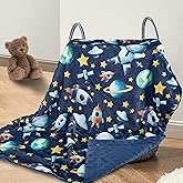Space Baby Blanket for Boys Girls Soft Fleece Minky Blanket with Dotted Backing Double Layer Newborn Toddler Blankie for Nursery Stroller Crib Gift to Son Nephew Grandson 26.5 * 40 Inches