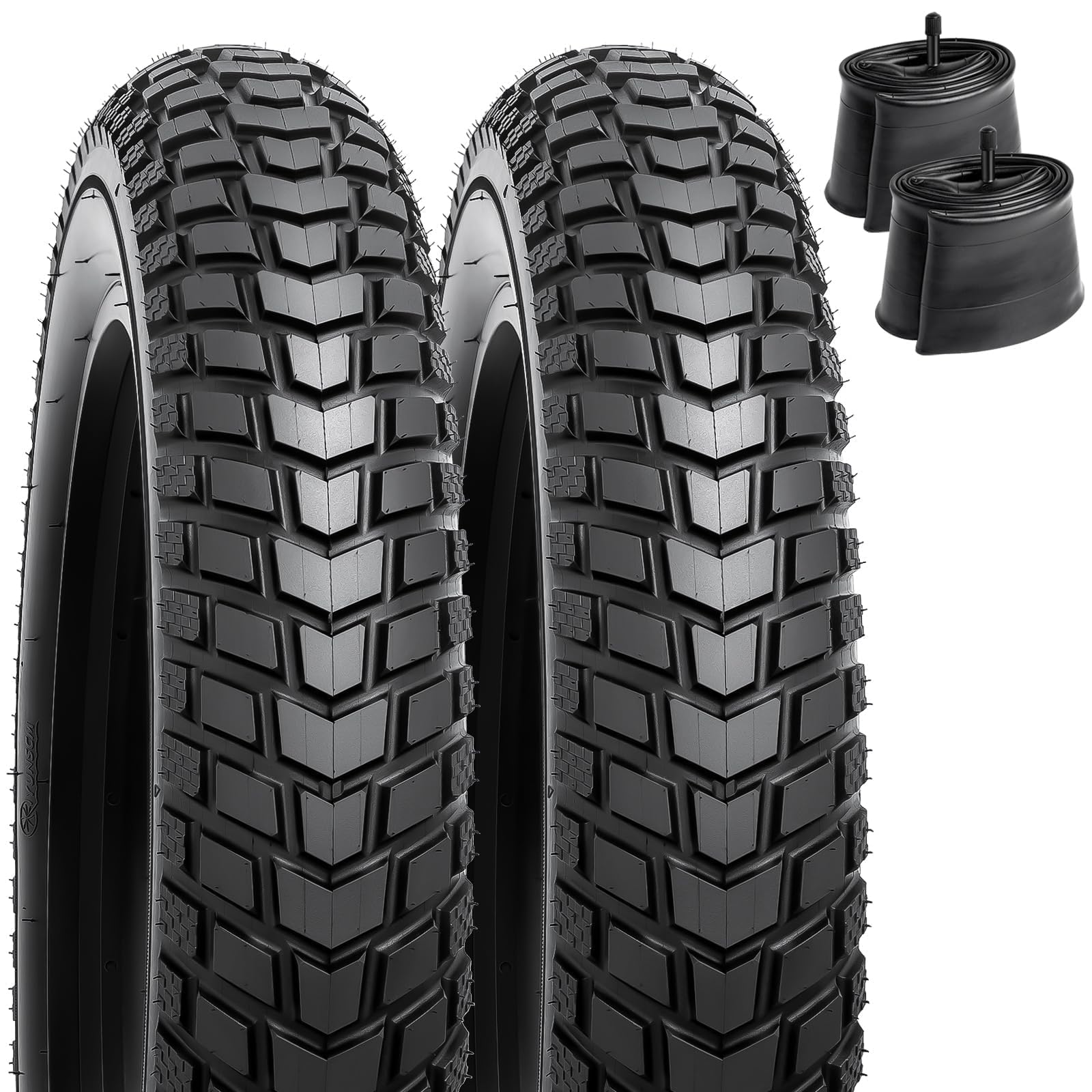 Photo 1 of 2-PCS 20" Heavy Duty E-Bike Tires 20x4.0/98-406 and 2-PCS Bike Tubes 20x4.0 Schrader Valve Compatible with Mountain/Off Road Bike 20 x 4.0 All-Terrain Directional Tread Bicycle Tires and Tubes (Y-844)