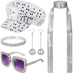 Cudroza 70s Disco Accessories Women, Disco Costume Accessories, 1970s Costume Outfits for Halloween Party Retro Dress Up
