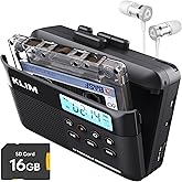 KLIM K7 Cassette Tape Player with Fusion Earphones - Cassette to MP3 Converter - Portable - Built-in Microphone & Speaker - R