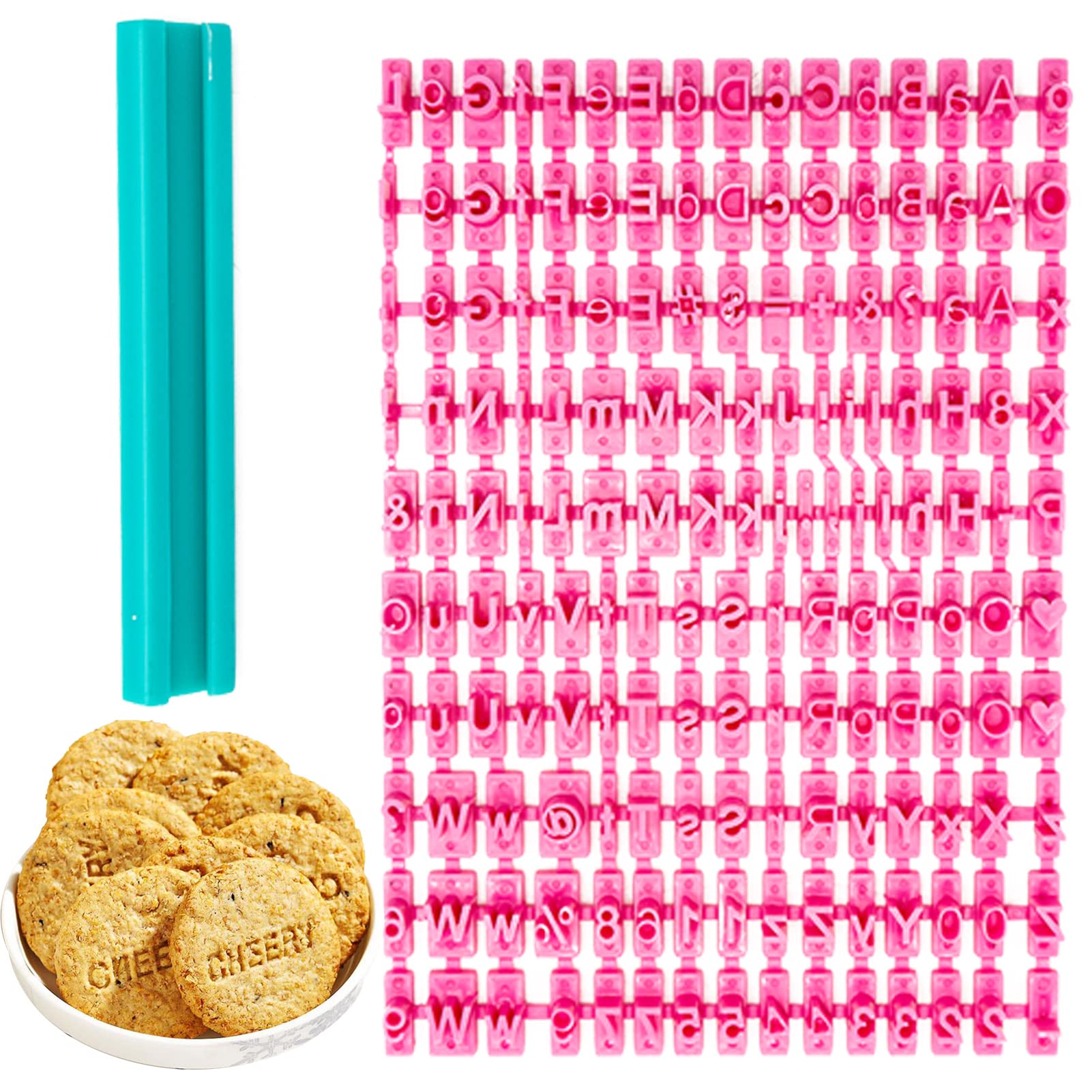 REBECASKYENS 150pcs Alphabet Number Letter, Fondant Letter Cutters, Personalised Cookie Stamp, DIY Mold Biscuit Fondant Cookie Cake Stamp Decorating Baking Tool Set, Kitchen Craft Message Maker