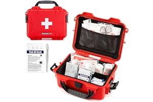 NANUK 904 Waterproof First Aid Kit 110pcs – Durable, Pre-Stocked First Aid Emergency Kit with Bandages, Tick Removal Tool, an