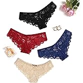 Avidlove Women Floral Lace Panties Sexy Hipster Underwear Cheeky Bikini Panties V-Shape Waistband Tangas