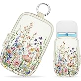 Mcapirivo Hand Sanitizer Spray Case, Wild Flowers Floral Hand Sanitizer Holder Zippered Pouch, Cute Fashion Accessory with Snap Hook for Glow Mist and Power Mist 1FL OZ