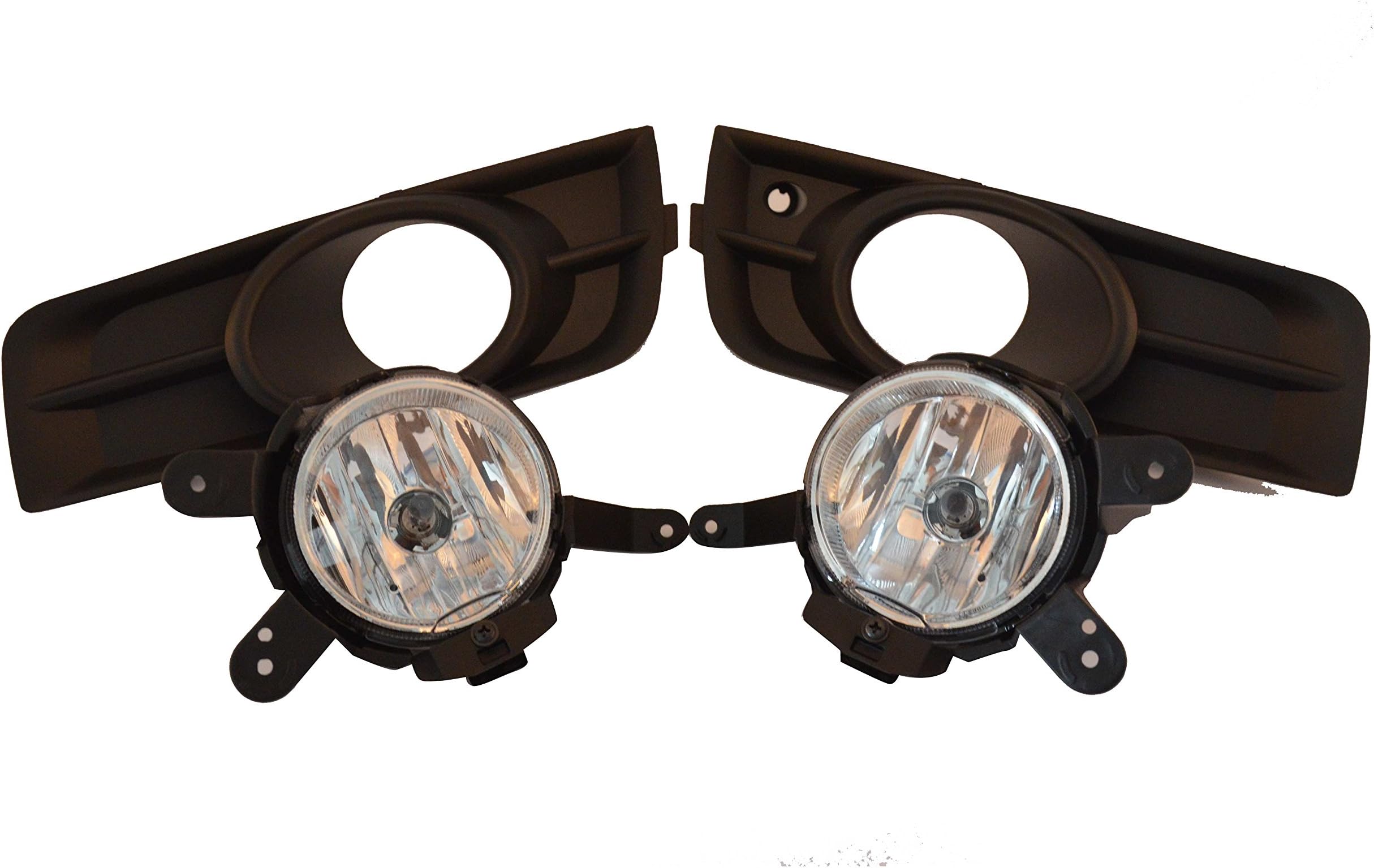 DLAA CV351 Light (Black Housing Clear Lens Replacement with Wiring Kit and Switch Fog Lamps for Chevrolet Cruze)