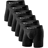 FORVEVO Mens Underwear, Merino Wool Boxer Briefs, Breathable Boxer Shorts for Men, Soft Moisture Wicking Underwear 6 Pack