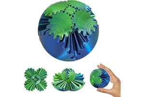 EBHQPC 3D Printed Gear Ball Fidget Toy，Gear Sphere, Stress Ball, GearSphere Desk Toy, Fidget Ball, Gear Toy for Stress and Anxiety Relaxing (Green Blue)