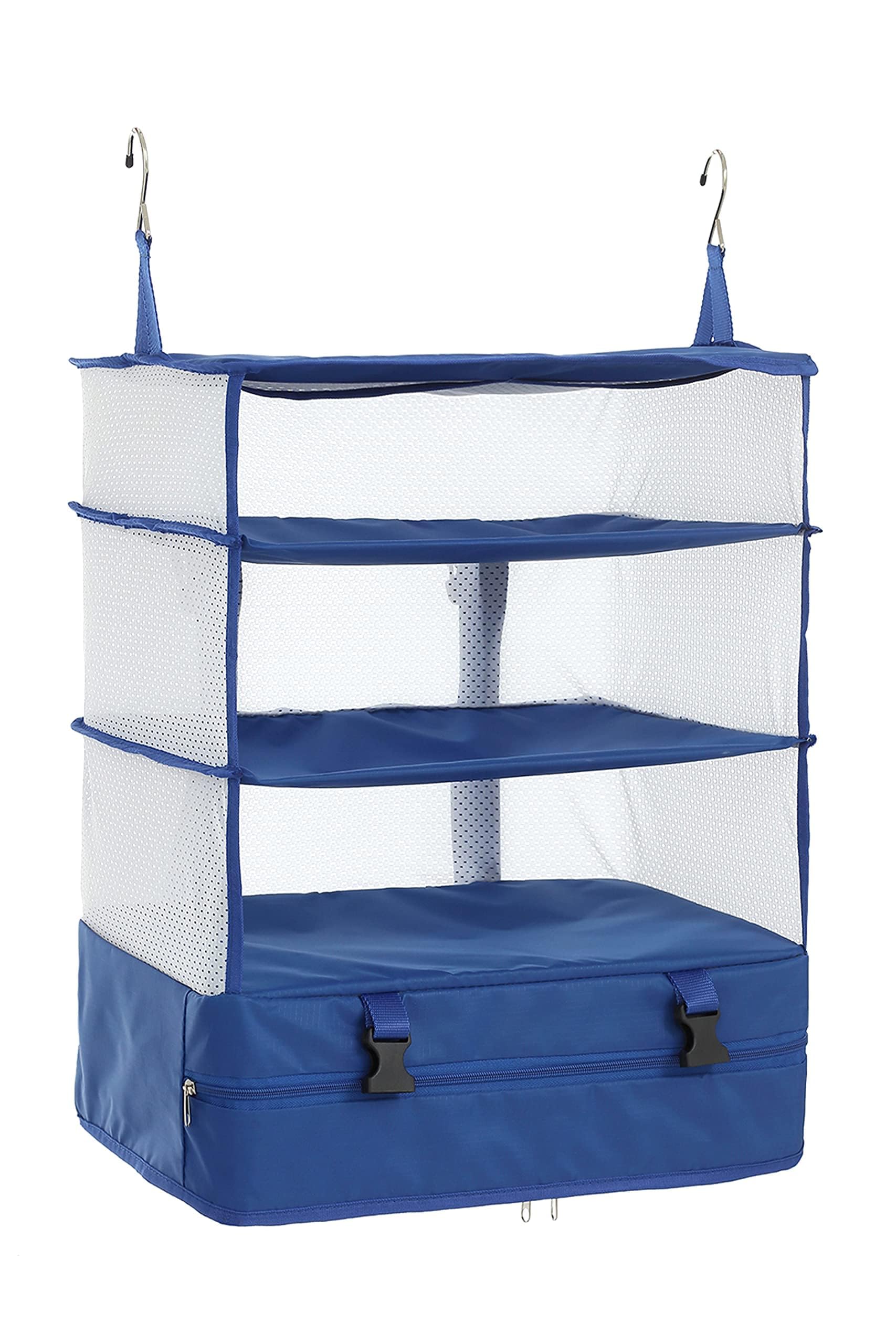 ELEZAY Hanging Packing Cubes Transformable Garment Closet Organisers Storage for Suitcases Carry on Luggage Compression Travel Bag with Shelves for Hotel Wardrobe Camper Accessories X-Large, Blue