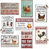 8 Pack Chicken Coop Accessories, Funny Metal Signs Outdoor Farm Decor, Personalized Tin Sign Gifts for Chicken Lovers, House Decor 812 Inch
