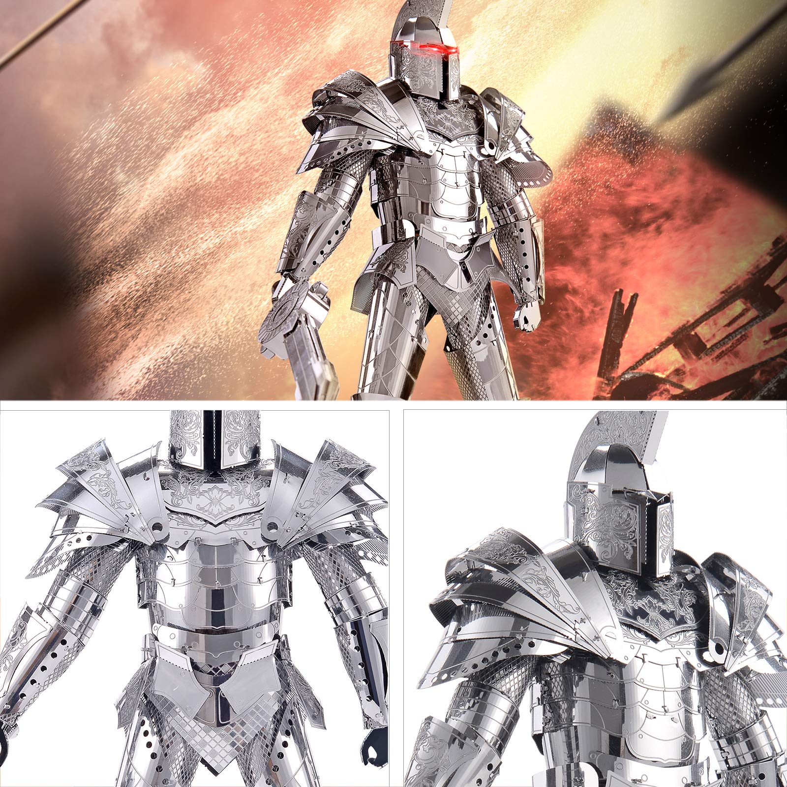 Piececool 3D Metal Puzzles for Adults DIY Mecha Model Kits Building Blocks, Black Knight 3D Figure Model kit Brain Teaser Puzzle Hobbies for Men, Great Birthday Gifts -125 Pcs