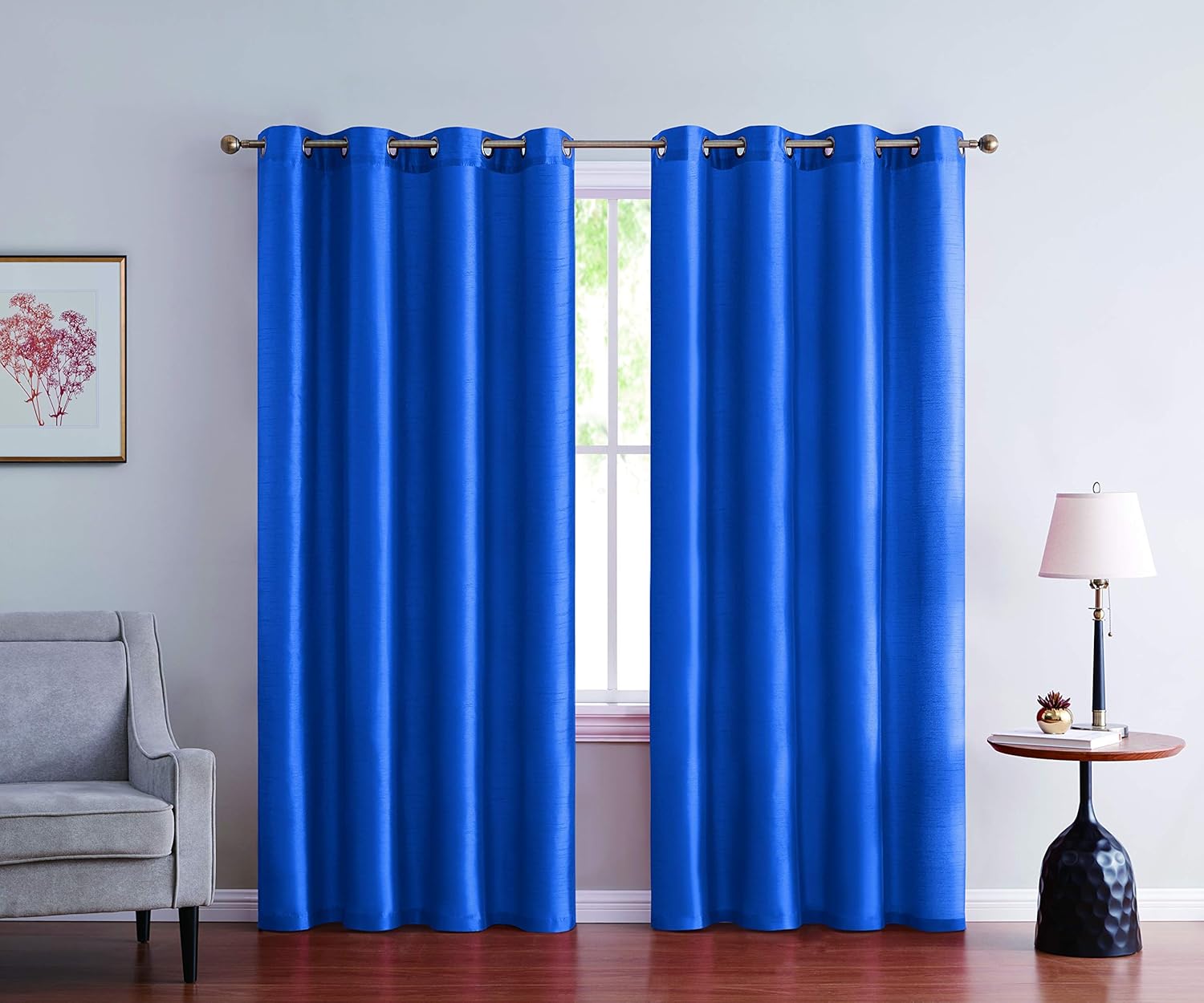 2pc Faux Silk Solid Curtain Panel Window Treatment Living