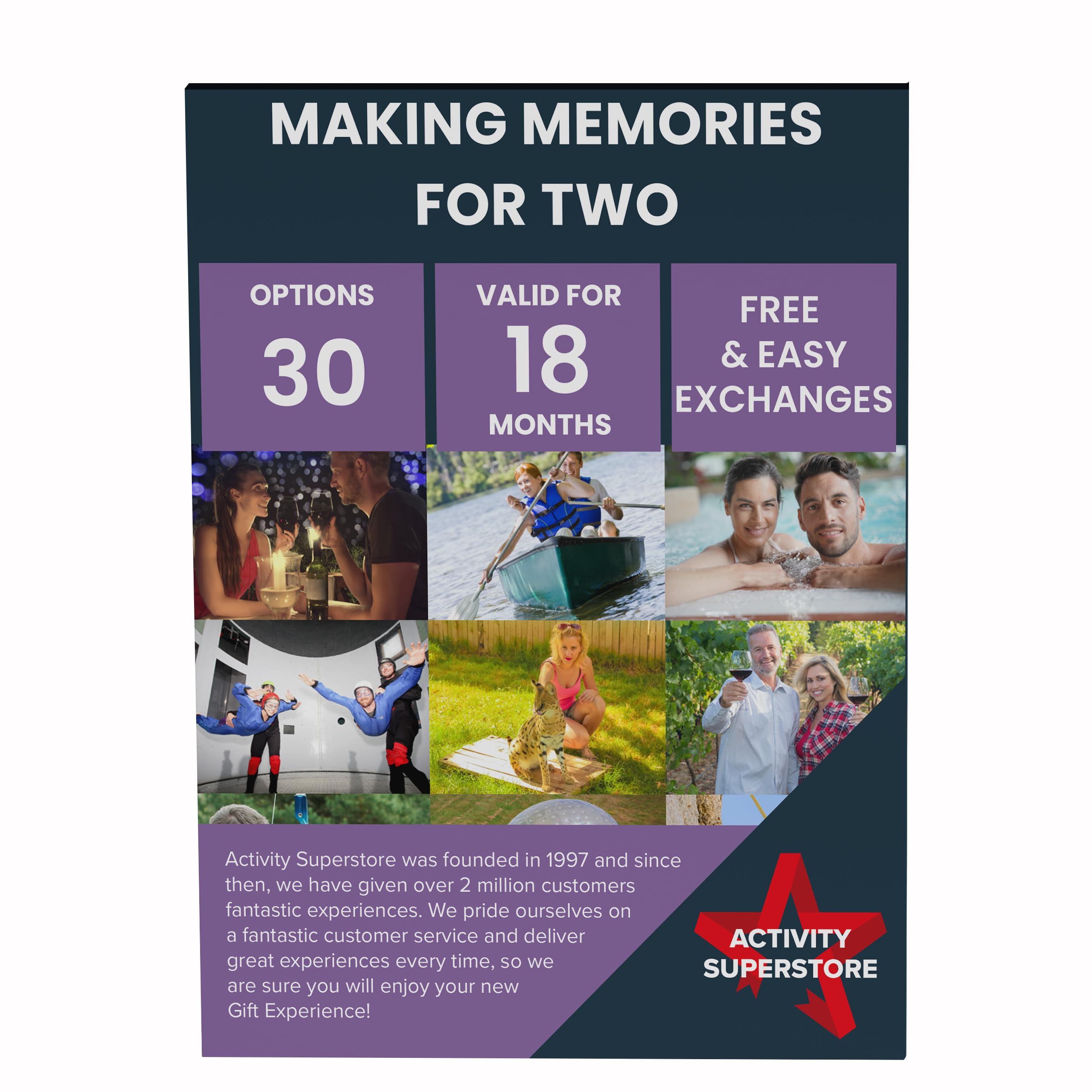 Activity Superstore Making Memories for Two Gift Experience Voucher, 30 Options to Choose from, Dining Experiences, Animal Experiences, Spa Days, Anniversary Gifts, Couples Gifts