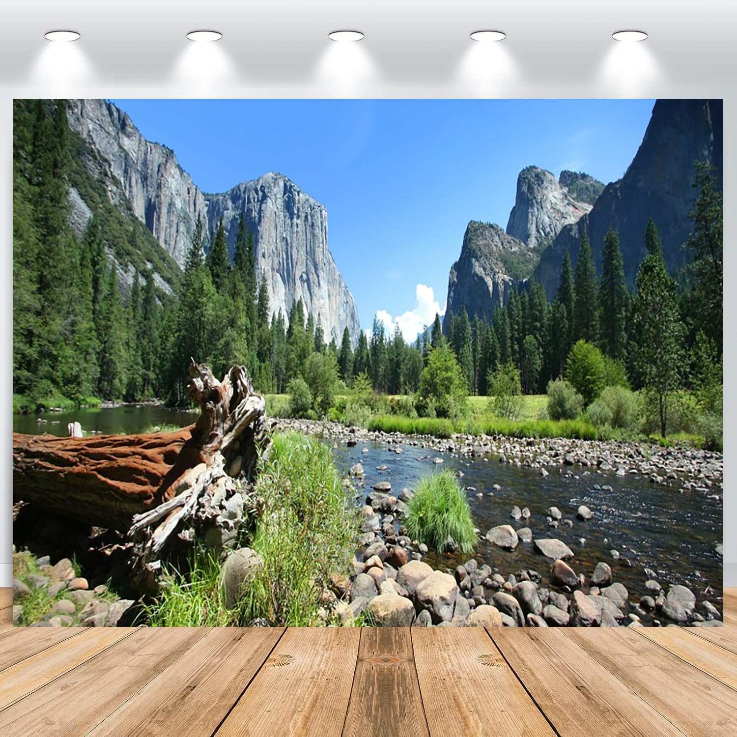 ASDCXZ Nature Landscape Photo Backdrop 7x5FT, Green Forest High Mountains Streams Vinyl Photography Backdrop Landscape Travel Suburbs Picnic Camping Outdoor Adventure Photo Studio Props