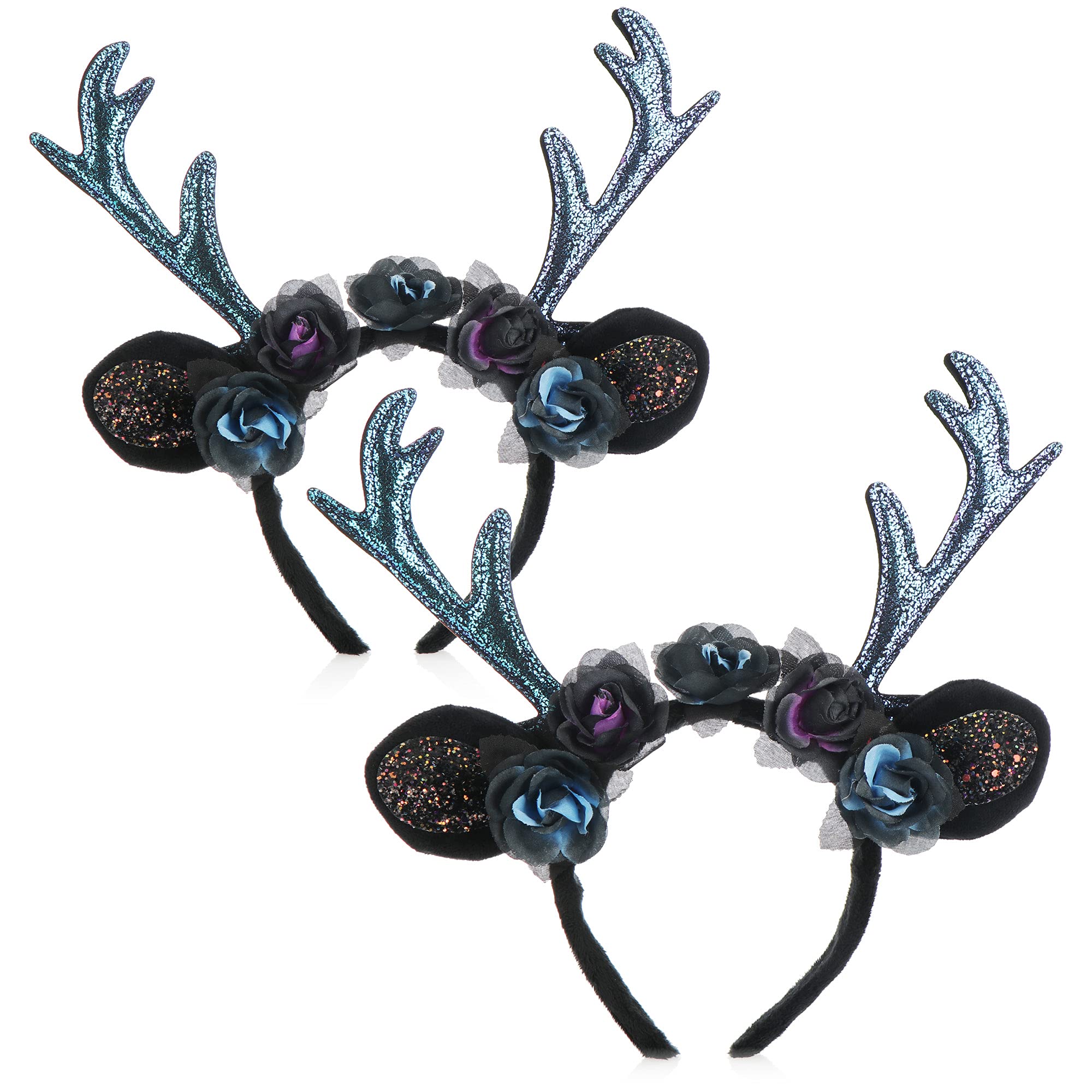 com-four® 2x wood elf headband for Halloween - elven tiara for children and adults - headband for carnival, carnival, Halloween (black. purple. blue)
