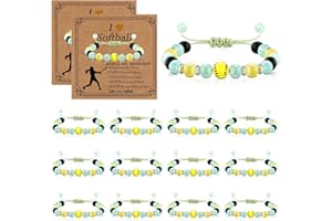 Loetere 12 Set Sport Adjustable Beaded Bracelets Gifts Football Softball Soccer Volleyball Golf Basketball Hockey Bracelets for Women Men Adjustable Beaded Accessories